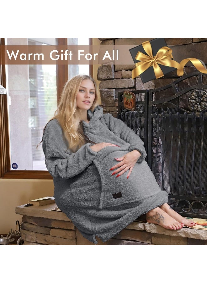 Tirrinia Tirrinia Oversized Wearable Blanket Hoodie, Sherpa Fleece Home Blanket Sweatshirt, Warm Blanket with Sleeves, Gift for Lover - Image 5