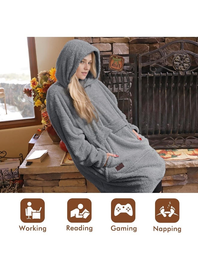 Tirrinia Tirrinia Oversized Wearable Blanket Hoodie, Sherpa Fleece Home Blanket Sweatshirt, Warm Blanket with Sleeves, Gift for Lover - Image 3