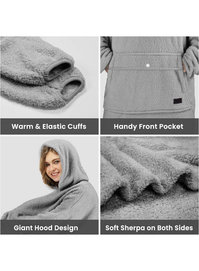 Tirrinia Tirrinia Oversized Wearable Blanket Hoodie, Sherpa Fleece Home Blanket Sweatshirt, Warm Blanket with Sleeves, Gift for Lover - Image 4