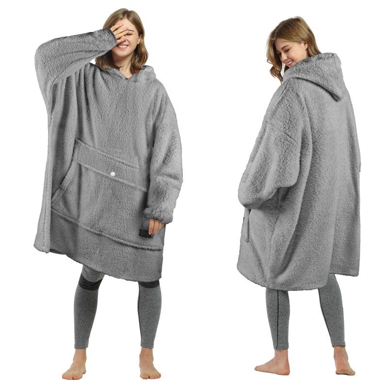 Tirrinia Oversized Wearable Blanket Hoodie, Sherpa Fleece Home Blanket Sweatshirt, Cozy and Warm Blanket with Sleeves, Gift for men and women. - Image 1