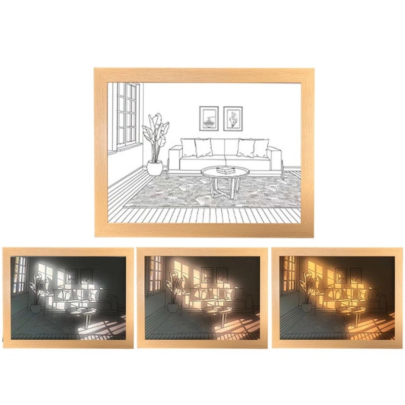LED Light Painting: 3 Color Settings Hand Painted Design - Portable Compact Ambient Lighting for Bedroom Living Room Small Spaces - Image 5