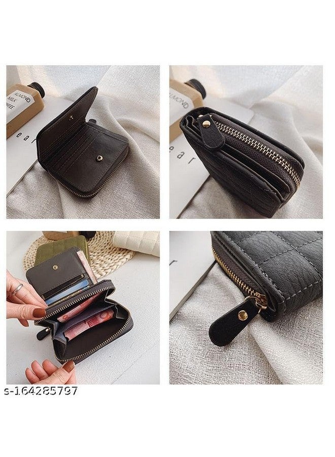 سيجا محفظة SYGA صغيرة من الجلد الصناعي بسحاب للنساء، لون أسود - بنمط منقوش - Image 3