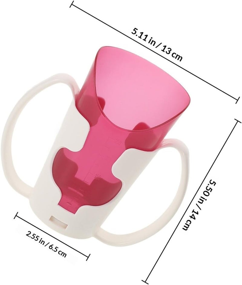 Choking Proof Drinking Cup for Elderly with Two Handles, Magenta Reusable Bedridden Patient Spill-proof Liquid Feeding Mug for Adult Care - Image 2