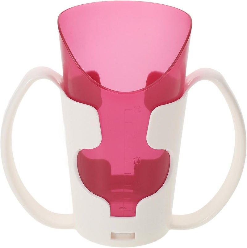Choking Proof Drinking Cup for Elderly with Two Handles, Magenta Reusable Bedridden Patient Spill-proof Liquid Feeding Mug for Adult Care - Image 1