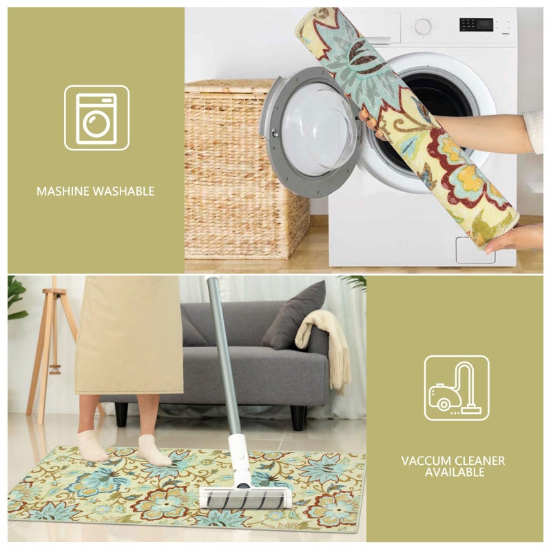 Homcomoda Kitchen Mats 3 Piece Set Boho Kitchen Rugs Set of 3 Non Slip Washable Floral Kitchen Mats for Floor 3 Piece Kitchen Carpet Runner for Sink Laundry Hallway - Image 3