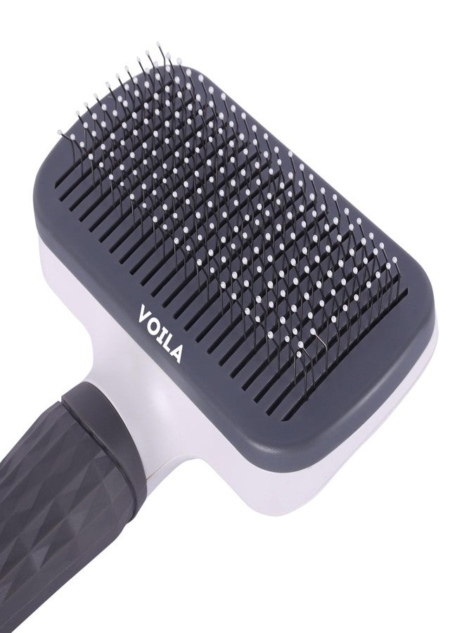 Voila Pet Grooming Brush for Dogs & Cats, Shedding & Deshedding Tool| Detangling Comb for Long & Short Hair, Easy-to-Clean Hair Remover for Small, Medium, Large Pets, (Pack of 2) Grey - Image 2
