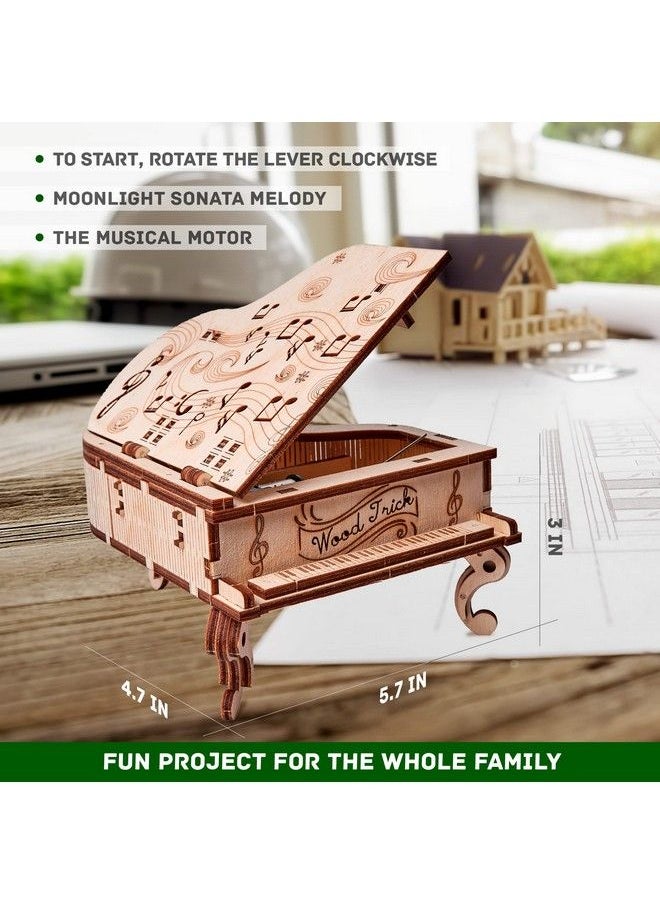 Wood Trick - Toy Piano Music Box Moonlight Sonata Wooden Musical Piano Toy Mini 3D Wooden Puzzle Assembly Toys Brain Teaser For Adults And Kids - Image 1