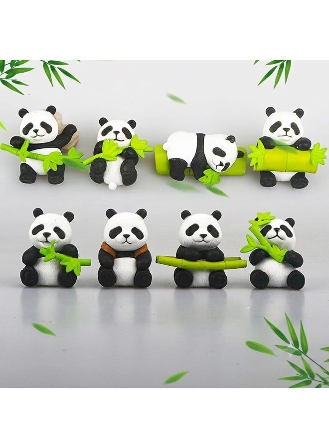 8 Pieces Panda Figures Set, Premium PVC Panda Figurine Playset, Car Dashboard Home Desk Decor Ornaments, Cute Panda Toys Gift for Kids Adults Eid Birthday Party - Image 1