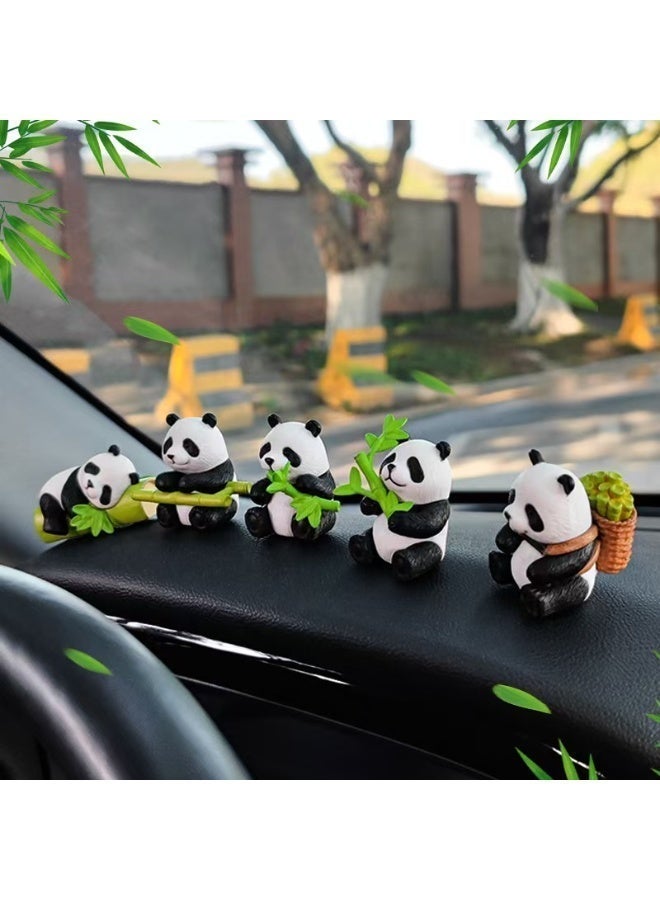 8 Pieces Panda Figures Set, Premium PVC Panda Figurine Playset, Car Dashboard Home Desk Decor Ornaments, Cute Panda Toys Gift for Kids Adults Eid Birthday Party - Image 2