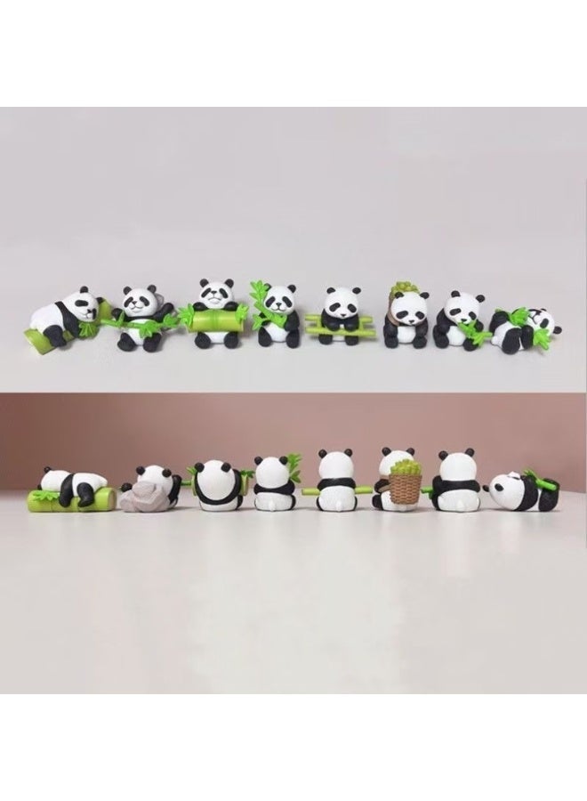 8 Pieces Panda Figures Set, Premium PVC Panda Figurine Playset, Car Dashboard Home Desk Decor Ornaments, Cute Panda Toys Gift for Kids Adults Eid Birthday Party - Image 4