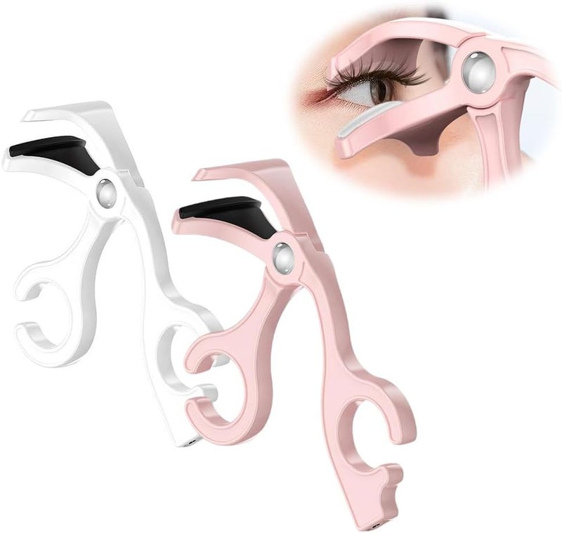 مكواة رموش ساخنة، تسخين سريع في 30 ثانية، شحن نوع C، درجة حرارة ثابتة 65°C±15°C، مكواة رموش محمولة بدون سلك للحصول على تجاعيد طبيعية تدوم طويلاً (أبيض + وردي) - Image 1