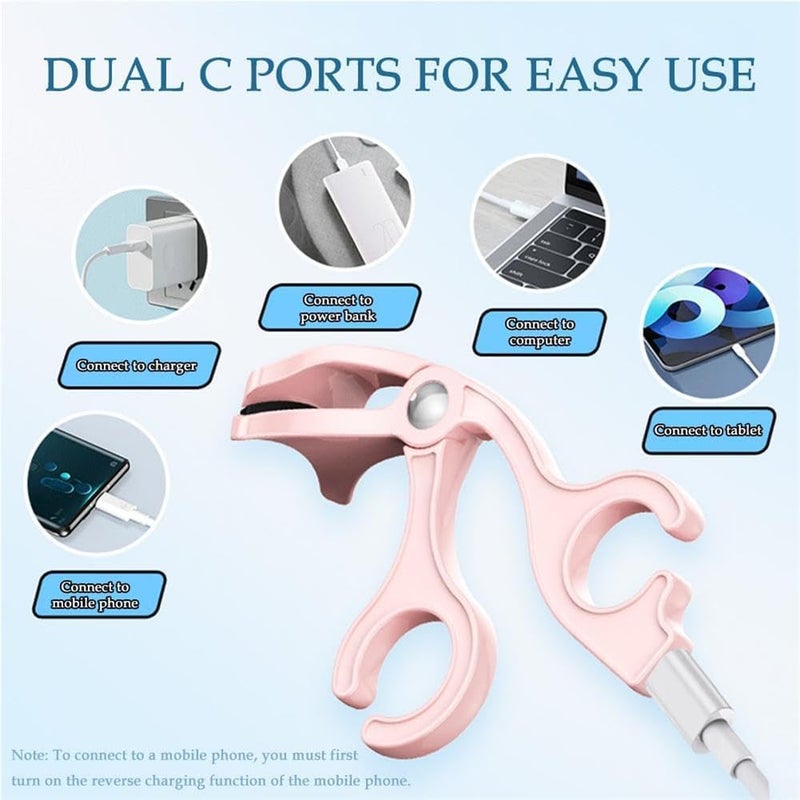 مكواة رموش ساخنة، تسخين سريع في 30 ثانية، شحن نوع C، درجة حرارة ثابتة 65°C±15°C، مكواة رموش محمولة بدون سلك للحصول على تجاعيد طبيعية تدوم طويلاً (أبيض + وردي) - Image 4