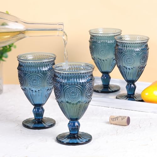 Darlion Goblet, Goblet Glasses, Blue Goblets, Wine Goblets, Wine Glasses Set of 4, 12oz Water Goblets, Blue Glasses Drinking for Party Home Wedding - Image 4