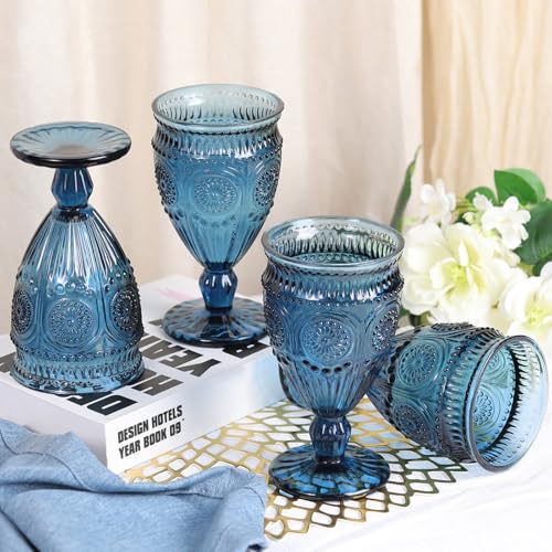 Darlion Goblet, Goblet Glasses, Blue Goblets, Wine Goblets, Wine Glasses Set of 4, 12oz Water Goblets, Blue Glasses Drinking for Party Home Wedding - Image 3