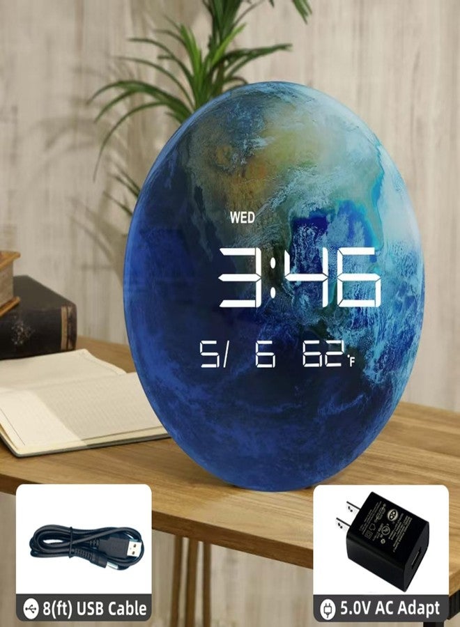 ساعة حائط رقمية من إن بي ديل مقاس 13 بوصة مزودة بشاشة LED، وتقويم، ومقياس حرارة، وخاصية التعتيم التلقائي، ونظام عرض الوقت 12/24 ساعة، تعمل بمنفذ USB، مناسبة للاستخدام على الحائط أو المكتب - HUI-8859 - Image 3