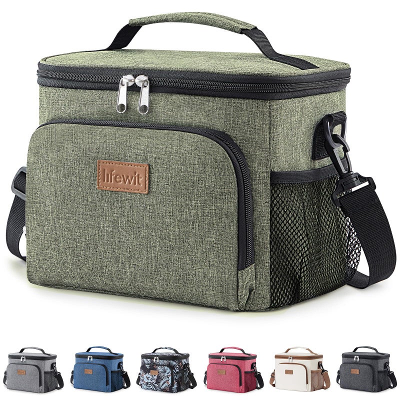Lifewit Reusable Insulated Lunch Bag Portable Cooler Freezable Soft Lunchbox Leakproof with Adjustable Shoulder Strap for Men Women Adult for Work Picnic or Travel 9L 12 Can Dark Green - Image 2