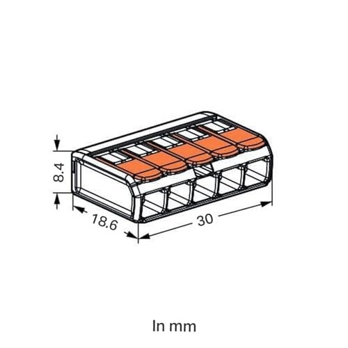 WAGO 221-415 | 5-Conductor Compact | Quick & Safe Electrical Wire Connector for Solid, Stranded & Flexible Wires | Transparent Housing | Pack of 25 - Image 4