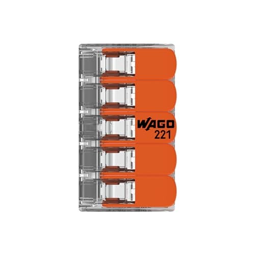 WAGO 221-415 | 5-Conductor Compact | Quick & Safe Electrical Wire Connector for Solid, Stranded & Flexible Wires | Transparent Housing | Pack of 25 - Image 3