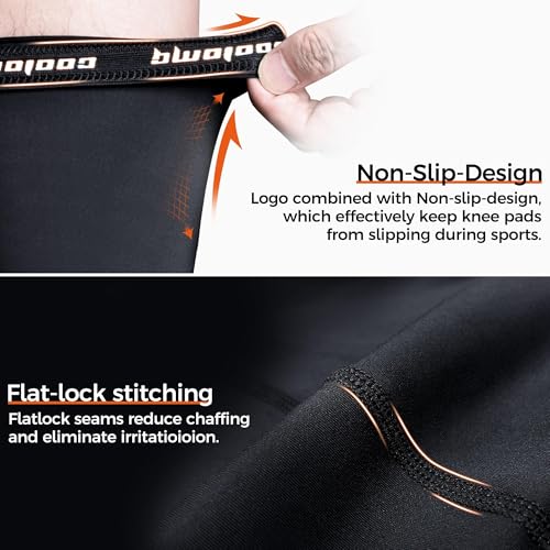 COOLOMG Sports Compression Leg Sleeves Basketball Football Long Knee Protection Knee Brace Undersleeve White M - Image 2
