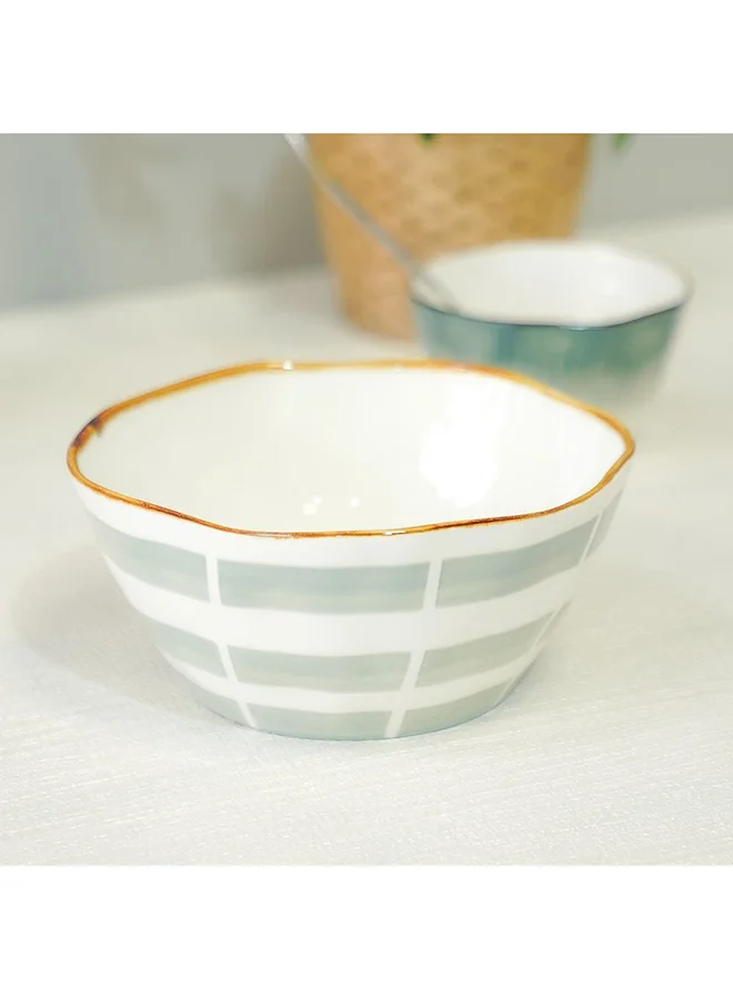 DANUBE HOME Akesha Bowl Fine Porcelain Elegant Tableware Versatile Bowl High Quality Dinnerware For Home Kitchen & Dining Room L20.3xW20.3xH9.5cm Blue