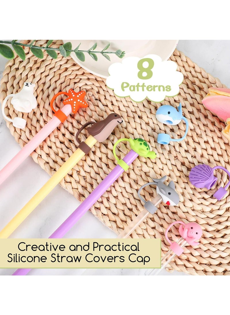 Dominy 8 PCS Straw Covers Cap, Straw Cover Compatible With The 30&40 Oz Tumbler, Cute Straw Caps in Various Shapes Silicone Straw Toppers, Drinking Straw Caps for 0.4 Inch/10 mm Straw Tips  - Image 4