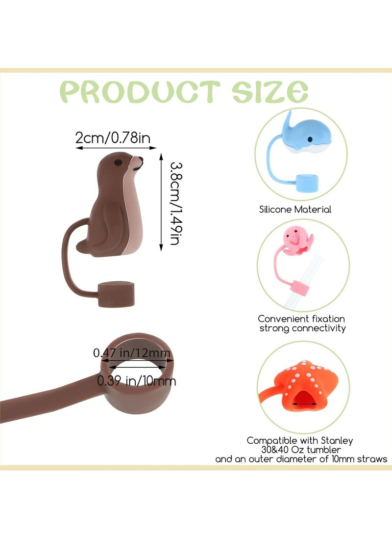 Dominy 8 PCS Straw Covers Cap, Straw Cover Compatible With The 30&40 Oz Tumbler, Cute Straw Caps in Various Shapes Silicone Straw Toppers, Drinking Straw Caps for 0.4 Inch/10 mm Straw Tips  - Image 2