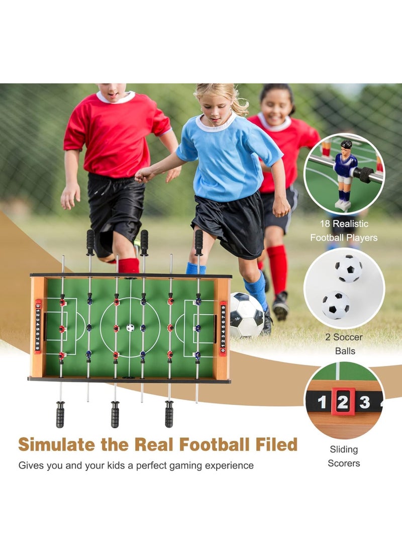 UniTrain - Football Table, Portable Tabletop Soccer Game 2 Footballs & 18 Soccer Players for Family Night, Game Room, Arcades, Bars, Parties, Wooden Football Game Set for Adults & Kids - Image 1