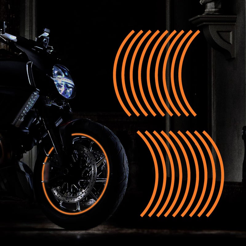 TOMALL 1617 Reflective Wheel Rim Stripe Decal for Motorcycle Car Cycling Bike Night Safety Decoration Universal Rim Reflective Stickers Orange - Image 3