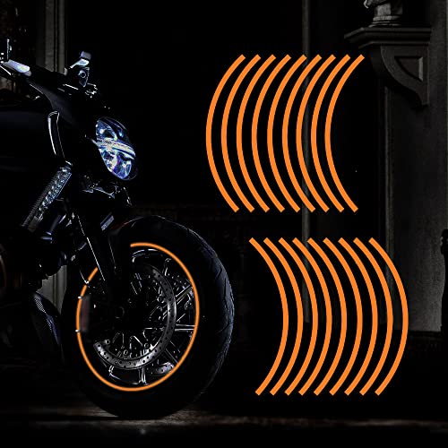 TOMALL 1617 Reflective Wheel Rim Stripe Decal for Motorcycle Car Cycling Bike Night Safety Decoration Universal Rim Reflective Stickers Orange - Image 1