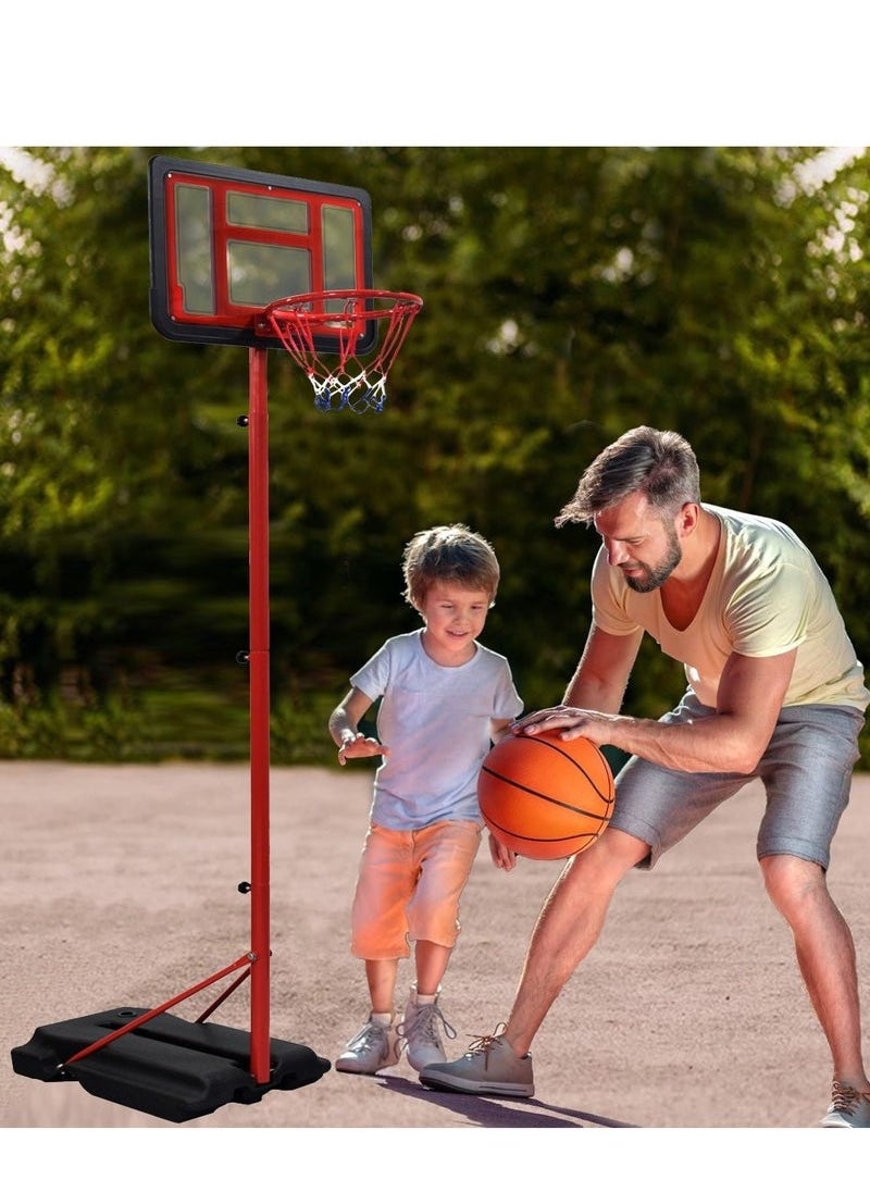 XiuWoo Portable Basketball Hoop Stand Set With Sturdy Base, 145cm-250cm Adjustable Height Basketball Goal System, Outdoor Basketball Hoop Goals for Kids, Youth, and Adults in The Backyard, Driveway with Basktball and Inflator pump  - Image 4