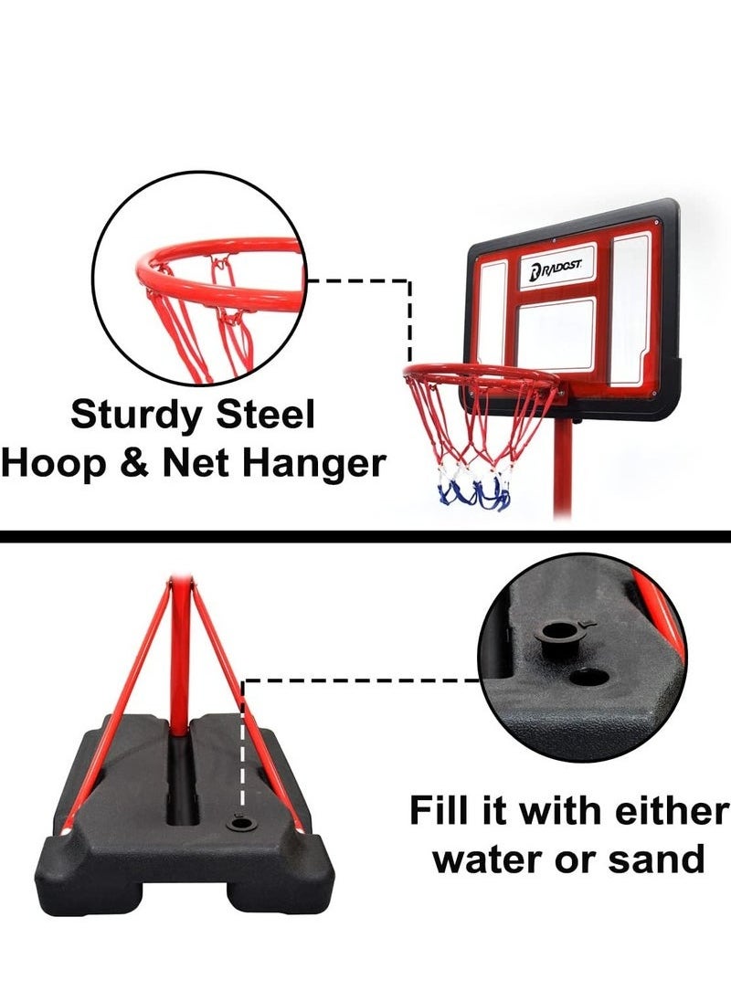 XiuWoo Portable Basketball Hoop Stand Set With Sturdy Base, 145cm-250cm Adjustable Height Basketball Goal System, Outdoor Basketball Hoop Goals for Kids, Youth, and Adults in The Backyard, Driveway with Basktball and Inflator pump  - Image 5