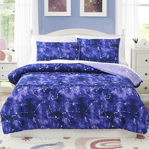 Kaleido Space Twin Kids Comforter Set - 5 Pieces Twin Bedding Sets for Boys Girls Teen, Glow in The Dark Galaxy Bed in A Bag with Sheets - Image 2