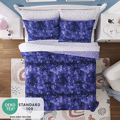 Kaleido Space Twin Kids Comforter Set - 5 Pieces Twin Bedding Sets for Boys Girls Teen, Glow in The Dark Galaxy Bed in A Bag with Sheets - Image 5