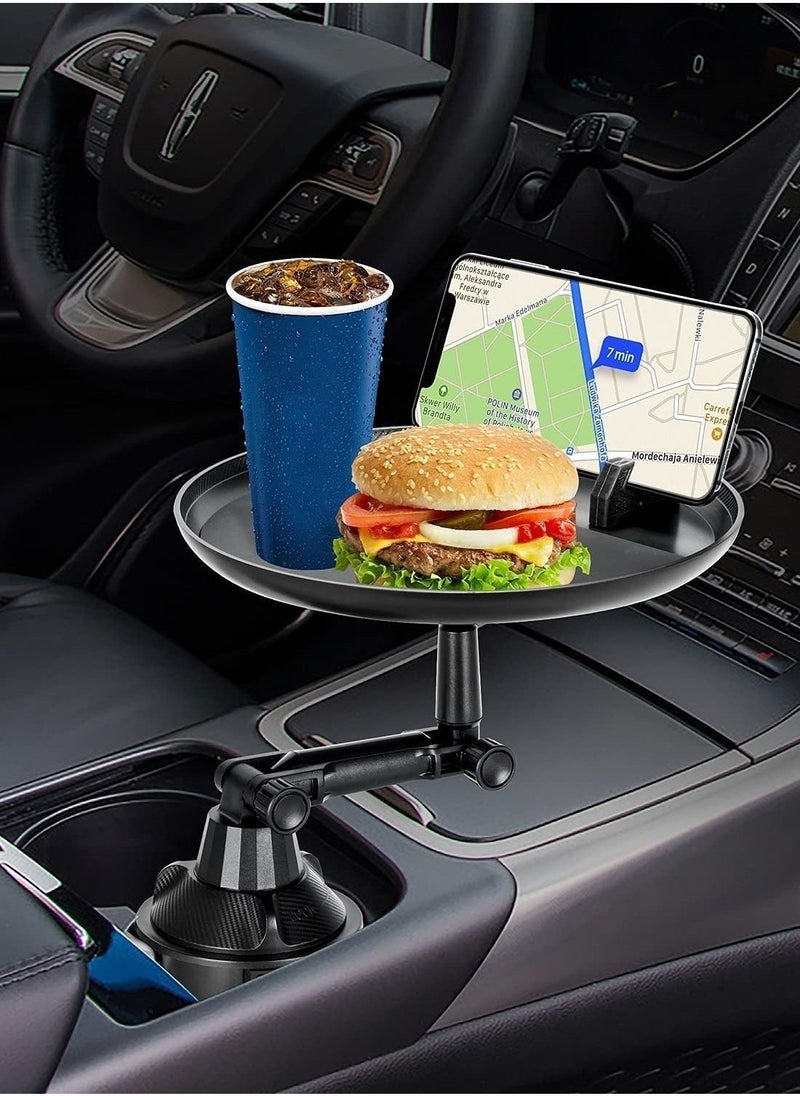 Car Cup Holder Tray, Car Tray Table for Eating with Cell Phone Slot, Lap Tray for Car Universal Adjustable Cup Tray Holder 360° Swivel Tray Fits Vehicle, Boats,Golf Cart, SUV,Truck and All Cars - Image 3