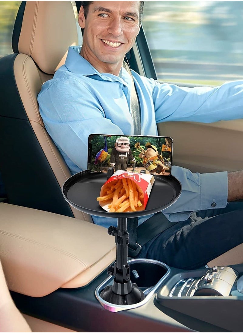 Car Cup Holder Tray, Car Tray Table for Eating with Cell Phone Slot, Lap Tray for Car Universal Adjustable Cup Tray Holder 360° Swivel Tray Fits Vehicle, Boats,Golf Cart, SUV,Truck and All Cars - Image 2