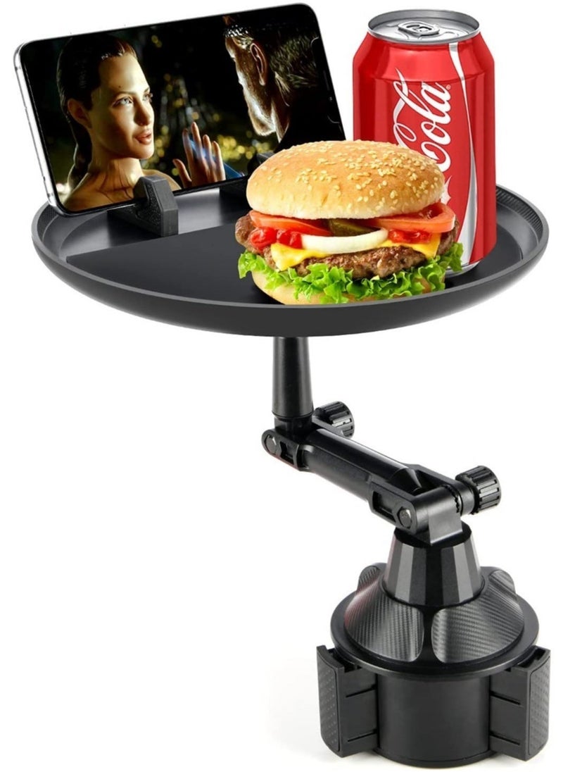 Car Cup Holder Tray, Car Tray Table for Eating with Cell Phone Slot, Lap Tray for Car Universal Adjustable Cup Tray Holder 360° Swivel Tray Fits Vehicle, Boats,Golf Cart, SUV,Truck and All Cars - Image 1