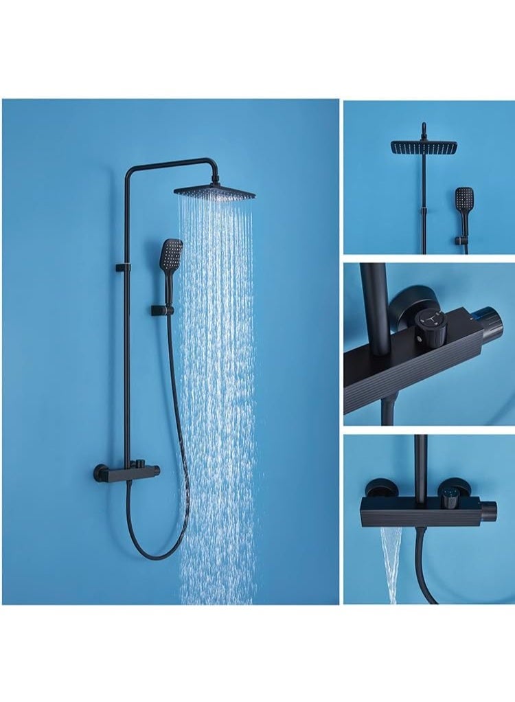 TASVORA Contemporary Stylish | Wall Faucet Shower Mixer | Square Handle Excellent Finish | Ceramic Valve Core | Made Durable Brass (BLACK) - Image 1