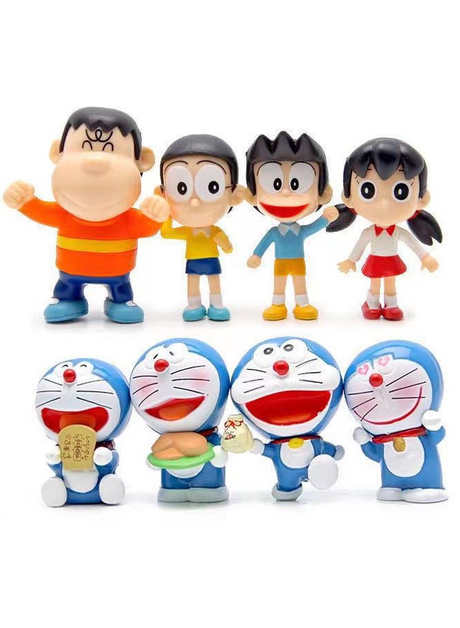 8-Piece New Doraemon Action Figure Toy, Cartoon Realistic Model Ornament High Quality Cartoon Figure Toy for Collection Decoration 7-8cm - Image 1
