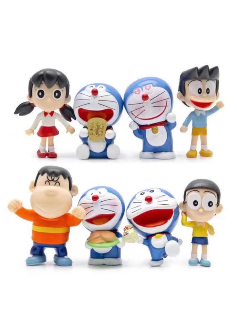 8-Piece New Doraemon Action Figure Toy, Cartoon Realistic Model Ornament High Quality Cartoon Figure Toy for Collection Decoration 7-8cm - Image 5