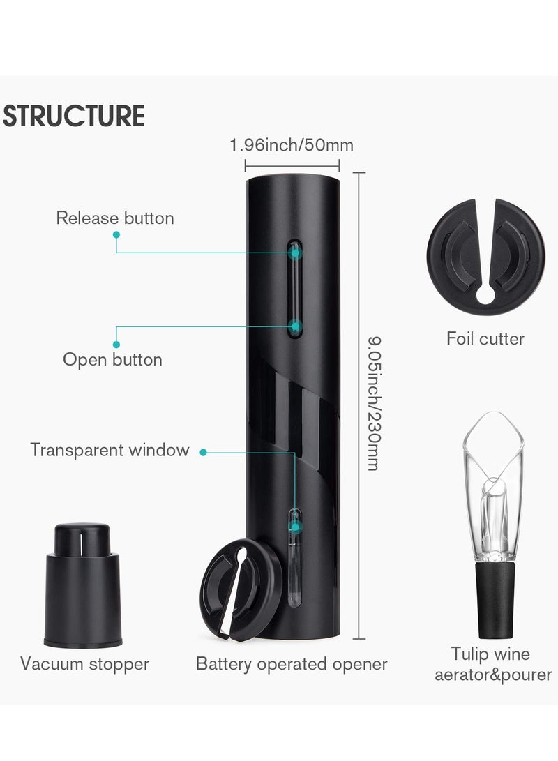 SYOSI Electric Wine Bottle Openers, Red Wine Accessories Gift Set, Corkscrew with Foil Cutter, Wine Vacuum Stopper, Wine Aerator Pourer for Valentines, Father's Day, Mother's Day, Birthday Wine Gift - Image 3