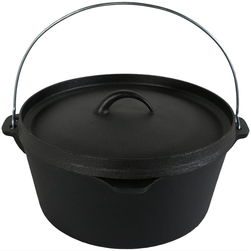 Sunnydaze 8Quart PreSeasoned Cast Iron Deep Black Dutch Oven Pot with Lid and Handle Camp Chili Stew and Soup Pot