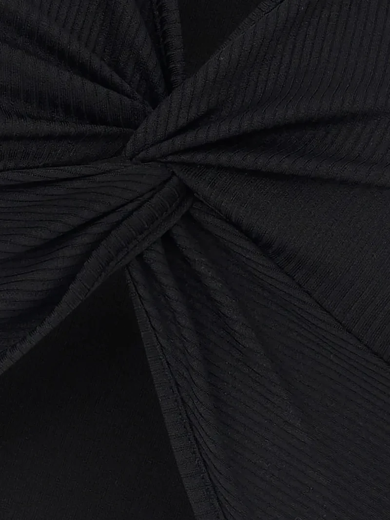 HICCUP Solid Rib Twist Front Crop Top