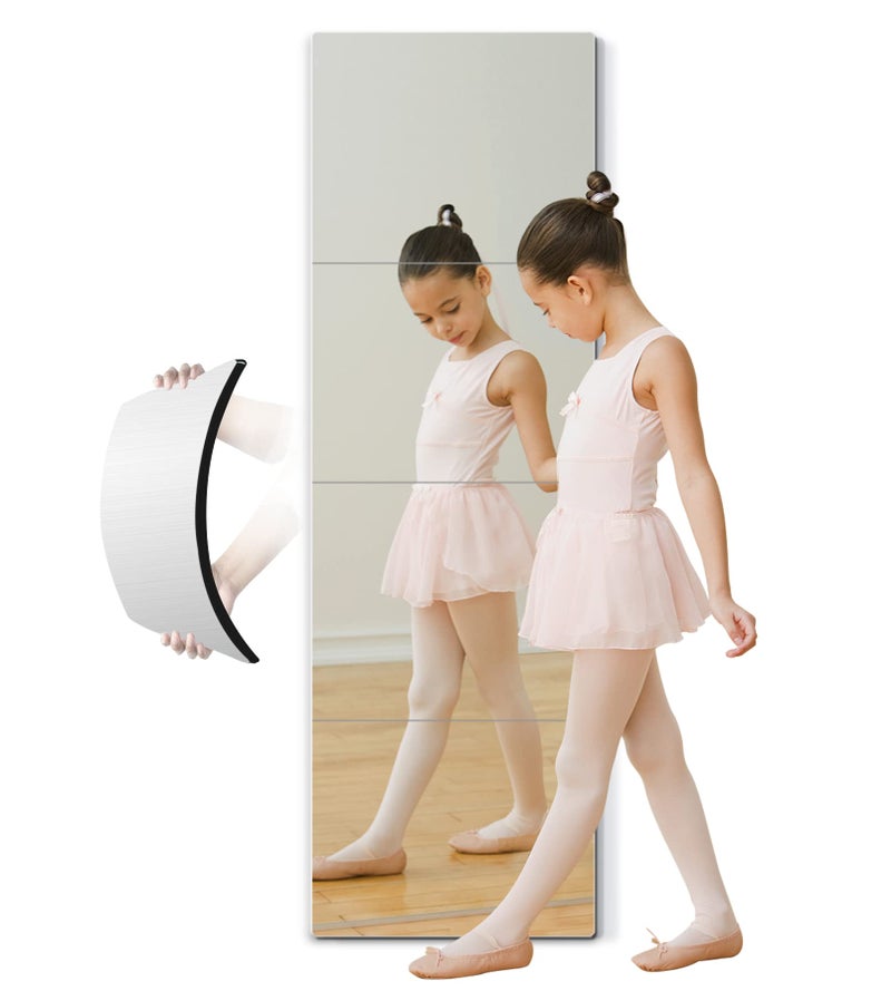 quegau Full Length Mirror for Kids Safety Shatterproof Mirror Plastic Wall Mirrors Made Of Acrylic Plexiglass Mirrors 4 Pcs 12x12 Long Bedroom Door Closet Mirrors Workout For Home Gym Body Mirrors 