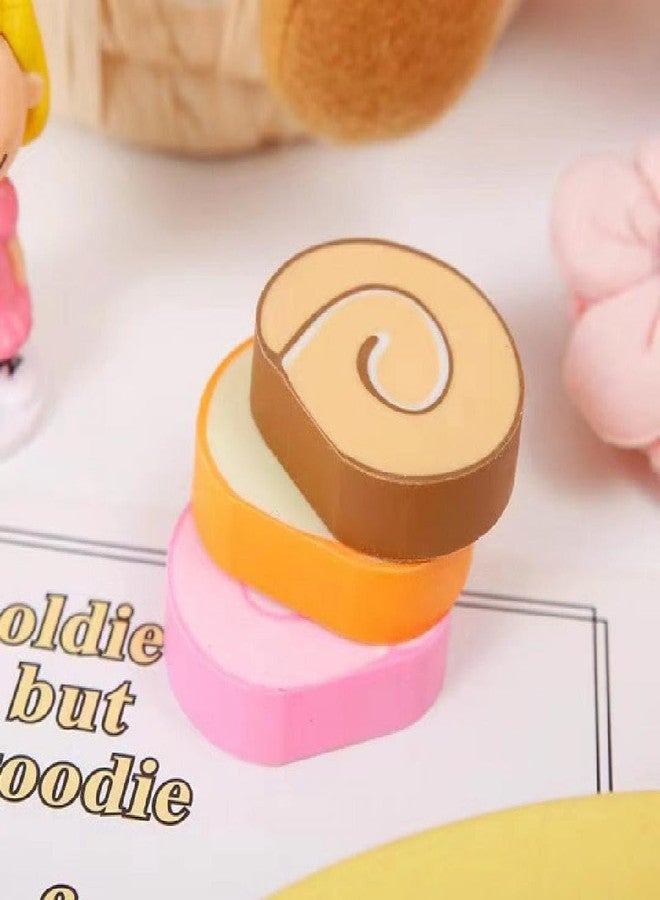 PRAYAN ENTERPRISE Kawaii Cake Roll Erasers – Cute Food Shaped Erasers for Kids, Fun Novelty Stationery Set for School, Party Favors, Collectibles (3 Set-9 PEC) - Image 5