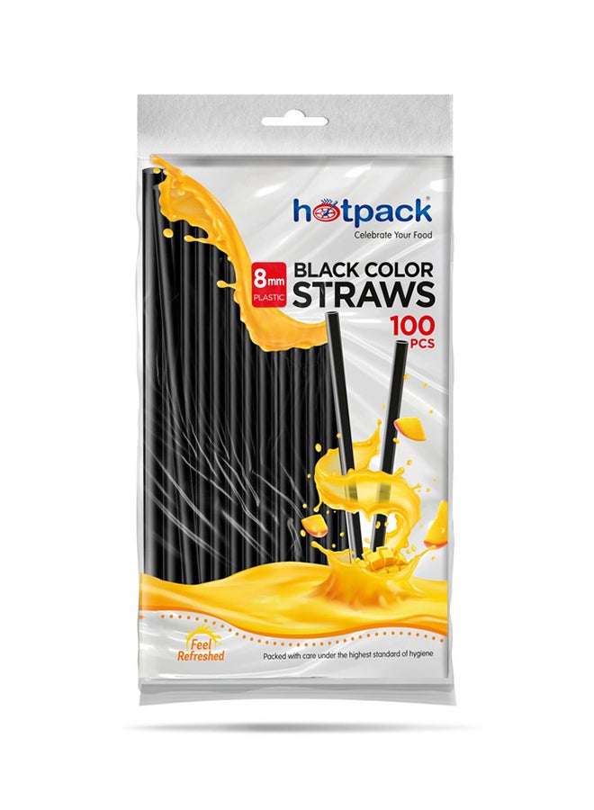 Hotpack 100 Pieces Hotpack Straight Straw 8mm Black - Image 1