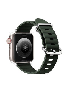 Generic Replacement Strap Ocean Style Leather Watch Strap For Apple Watch Series 8&7 41mm / SE 2&6&SE&5&4 40mm / 3&2&1 38mm Pine Forest Green 