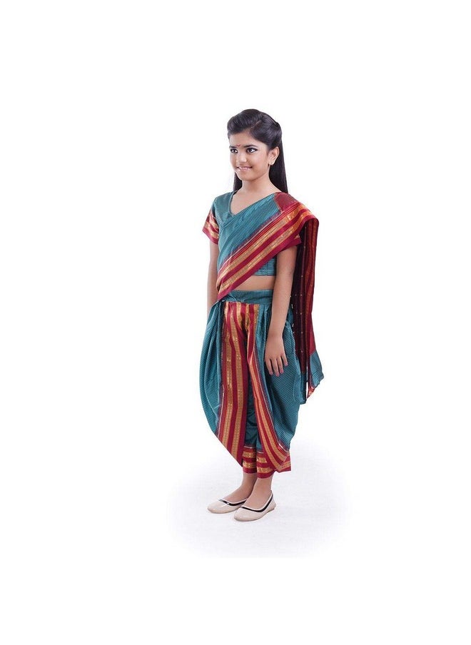 فانسي دريسويل - فستان تنكر إقليمي من FancyDressWale Marathee Saree للبنات (6-8 سنوات) متعدد الألوان - Image 1