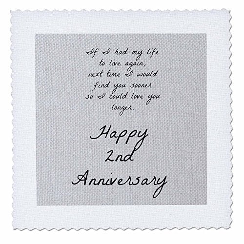 3dRose 2Nd Anniversary I Could Love You Longer on Faux CottonLike Background Quilt Square 8 by 8Inch qs_221893_3 - Image 3