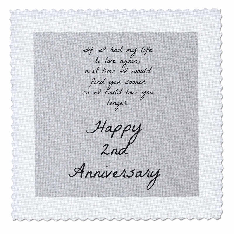 3dRose 2Nd Anniversary I Could Love You Longer on Faux CottonLike Background Quilt Square 8 by 8Inch qs_221893_3 - Image 2