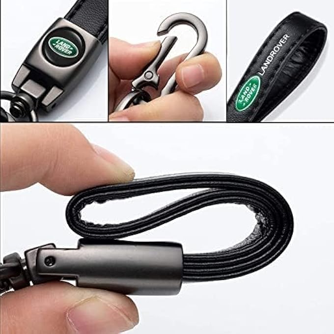 FOR LAND ROVER KEYRING, CAR KEYCHAIN REPLACEMENT FOR LAND ROVER LR2 LR3 LR4 RANGE ROVER SPORT DEFENDER DISCOVERY SPORT LR4 LAND CRUISER LEATHER KEY CHAIN FOR CAR ACCESSORIES,FAMILY PRESENT, BLACK - Image 5